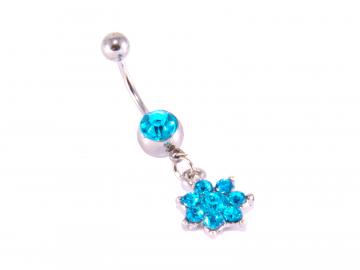 Navelpiercing turkos blomma