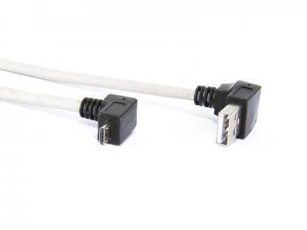 Nedåtvinklad USB A till nedåtvinklad microUSB B - 1m