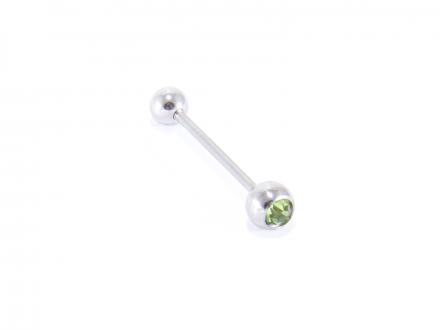 Tungpiercing med ljusgrön sten