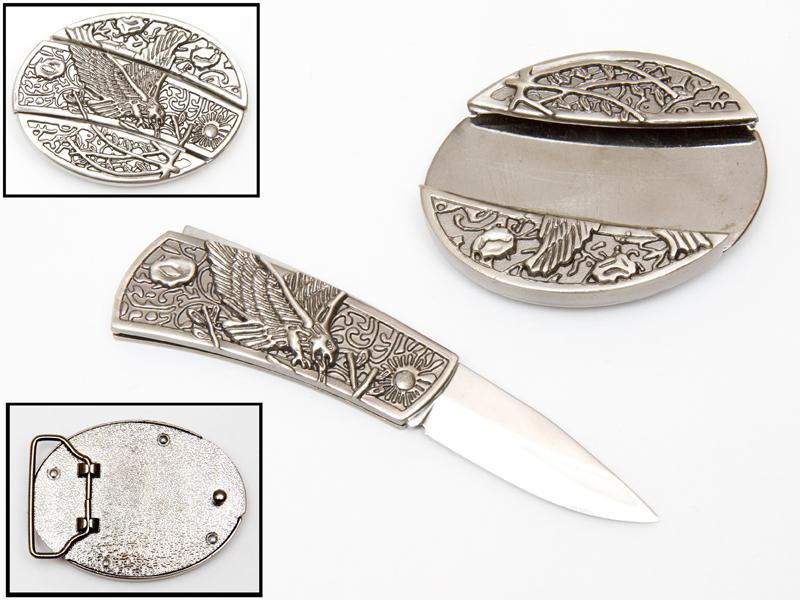 Bältes-spänne med kniv och örnmotiv