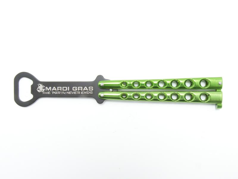 Butterfly (balisong) flasköppnare - Mardi Gras
