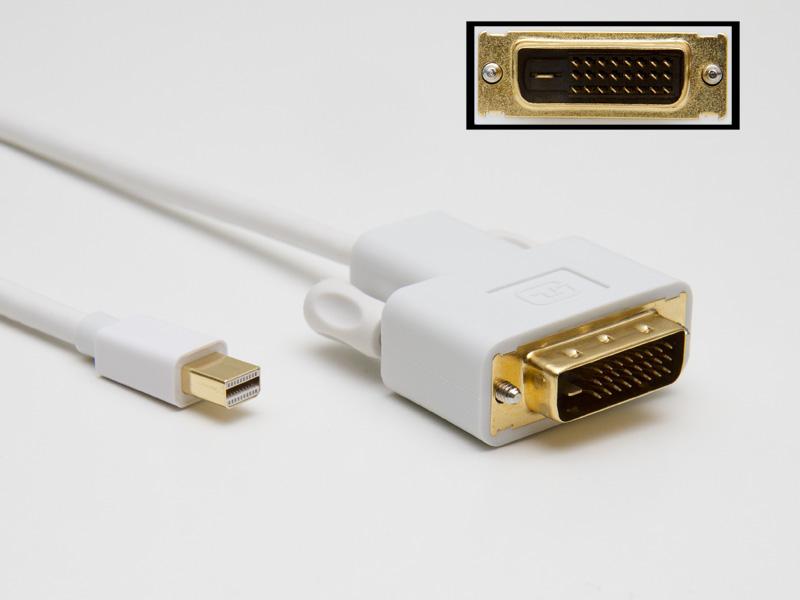 Monitorkabel Mini DisplayPort till DVI 2m för Apple MacBook mfl