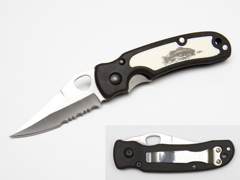 Smidig fällkniv med fiskmotiv - 15 cm