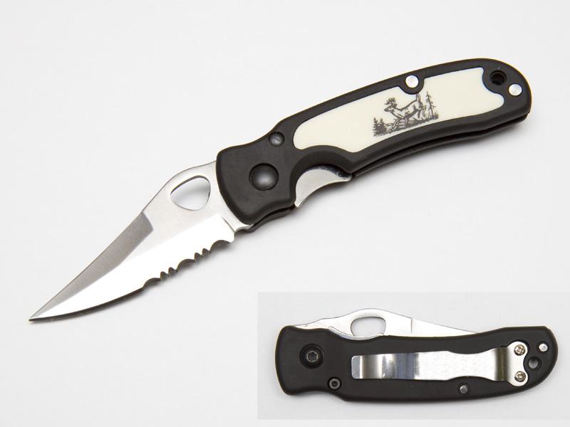 Smidig fällkniv med hjortmotiv - 15 cm