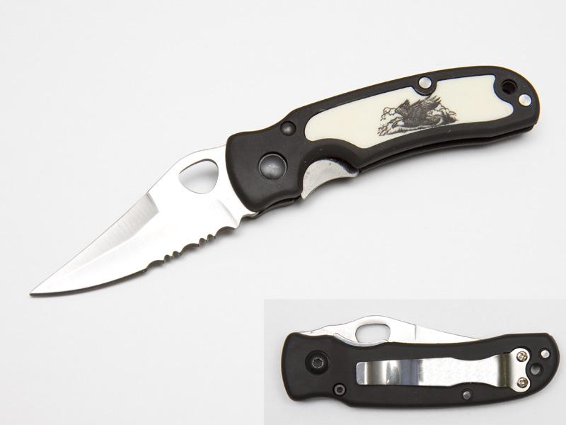 Smidig fällkniv med örnmotiv - 15 cm