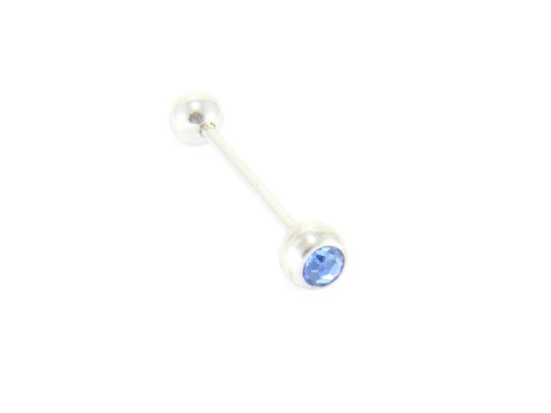 Tungpiercing med blå sten