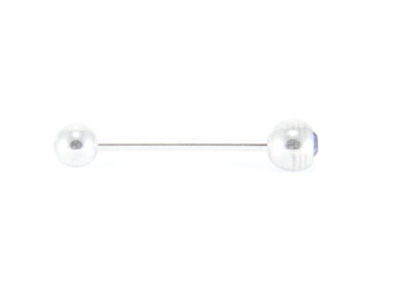 Tungpiercing med blå sten