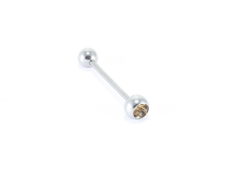 Tungpiercing med brandgul sten