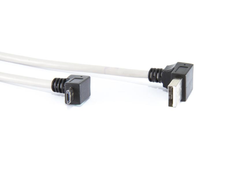 Uppåtvinklad USB A till uppåtvinklad microUSB B - 1m